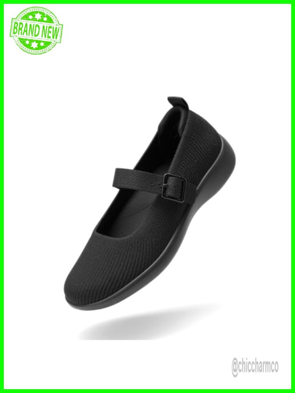 Women's Mary Jane Ballet Flats - Breathable Knit Upper, Flexible PU Outsole,